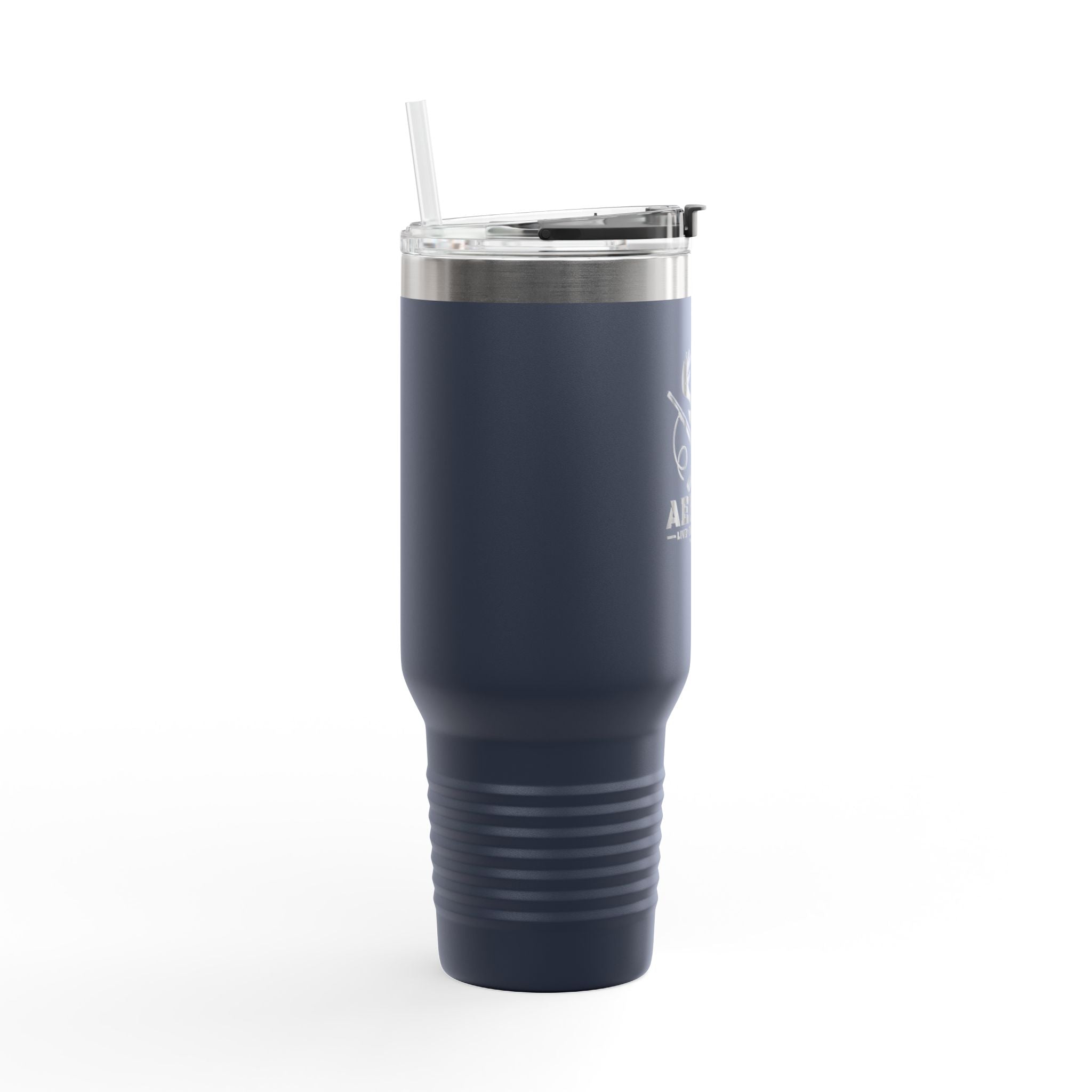 40oz Insulated Travel Mug — Aerrøk Hunting Logo Stainless Tumbler with Straw and Handle