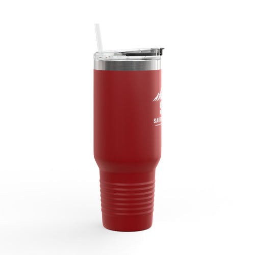 40oz Insulated Travel Mug — Saint Avenue Mountain Logo, Red