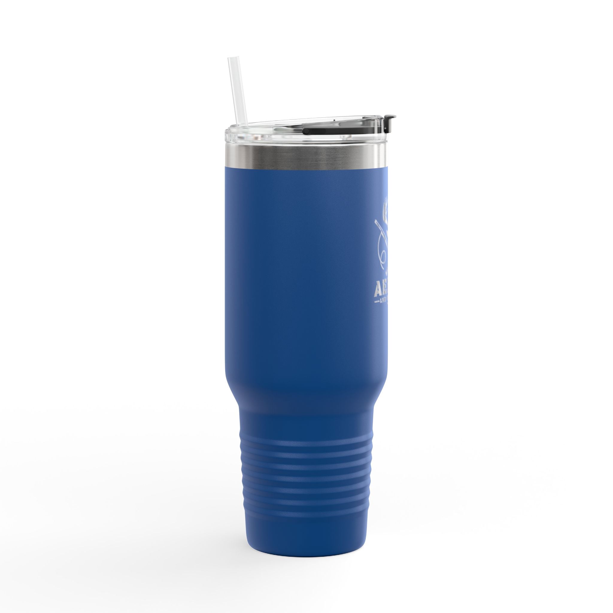 40oz Insulated Travel Mug — Aerrøk Hunting Logo Stainless Tumbler with Straw and Handle