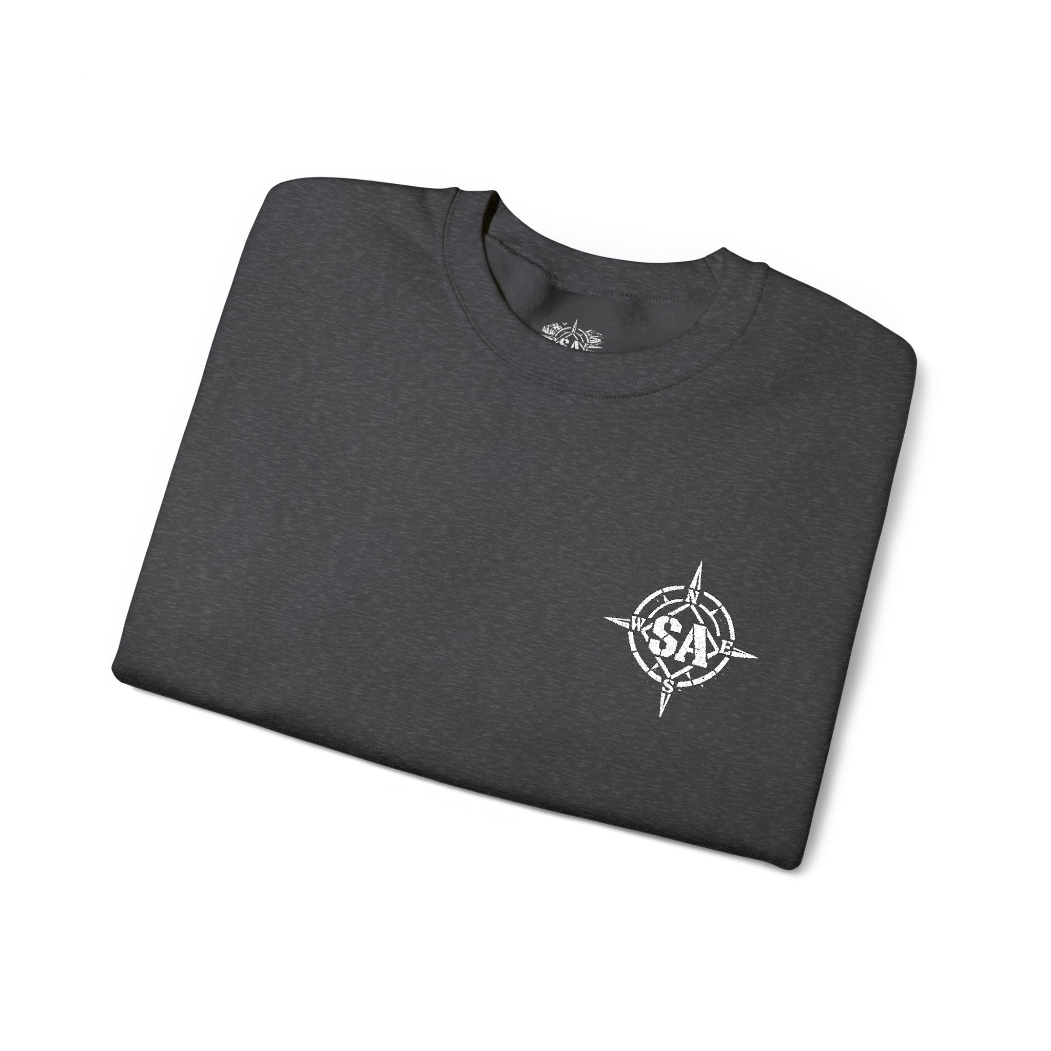 Compass Rose Crewneck Sweatshirt — Minimal Nautical Graphic Pullover