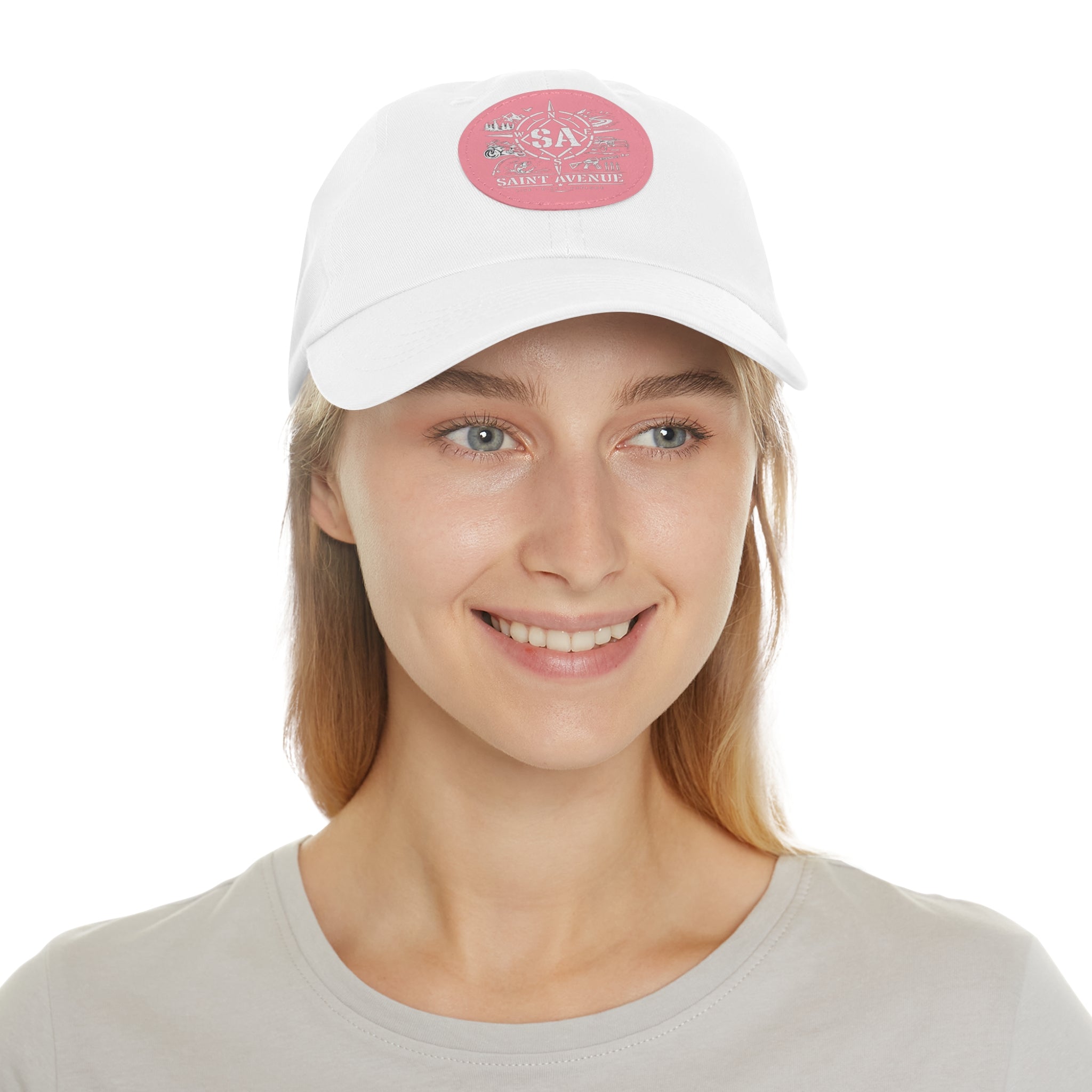 Leather Patch Dad Hat — Saint Avenue Compass Logo Cap