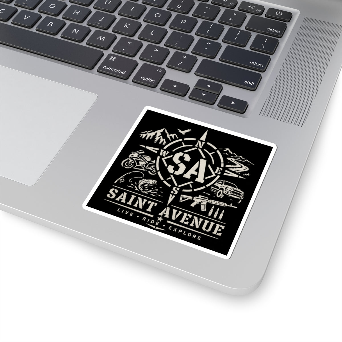 Saint Avenue Adventure Sticker — Live • Ride • Explore Kiss-Cut Decal