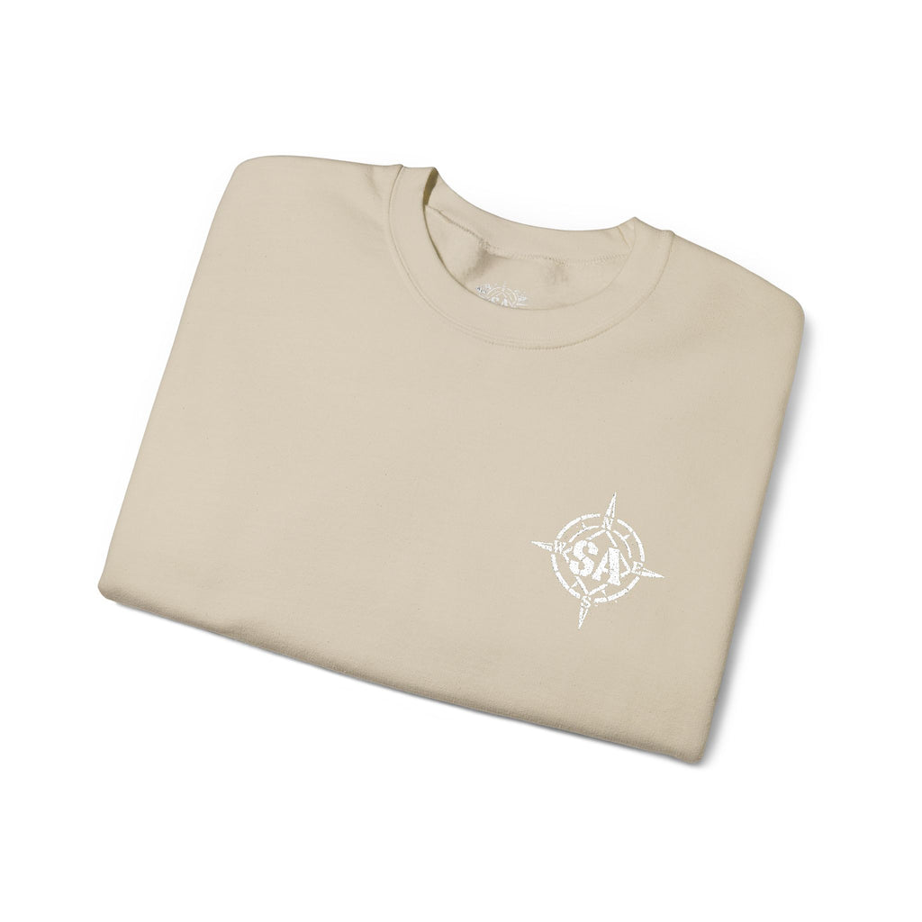 Compass Rose Crewneck Sweatshirt — Minimal Nautical Graphic Pullover