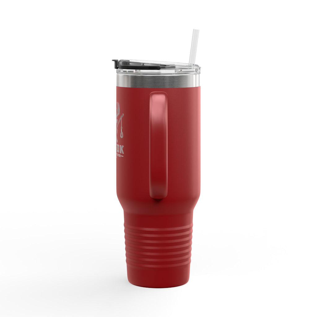 40oz Insulated Travel Mug — Aerrøk Hunting Logo Stainless Tumbler with Straw and Handle