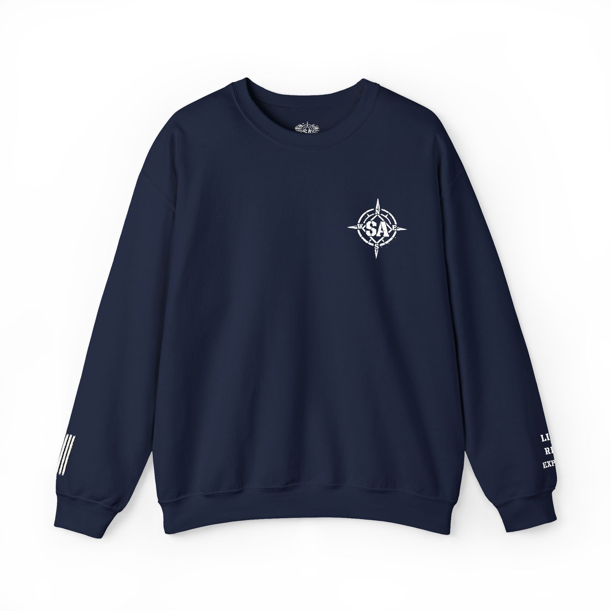 Compass Rose Crewneck Sweatshirt — Minimal Nautical Graphic Pullover