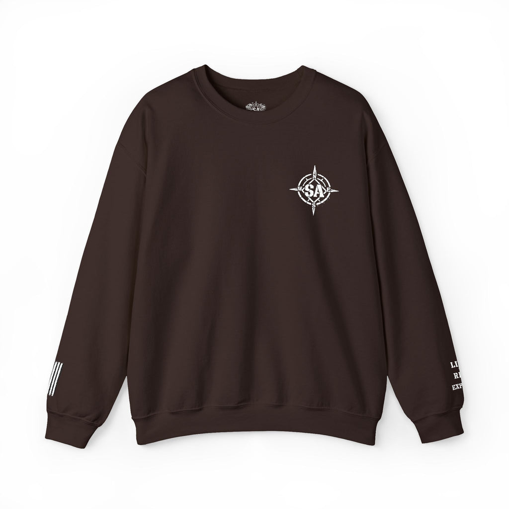 Compass Rose Crewneck Sweatshirt — Minimal Nautical Graphic Pullover