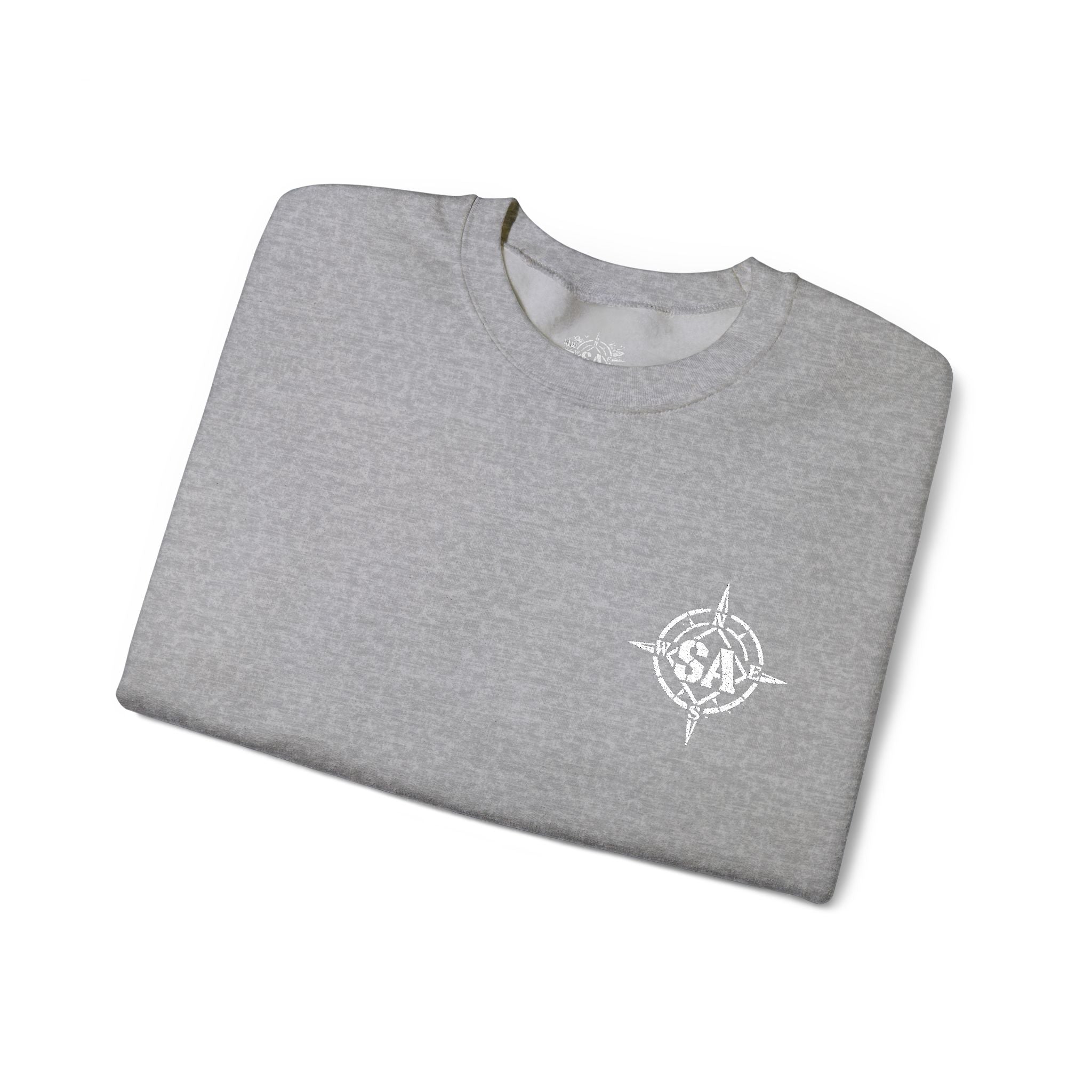 Compass Rose Crewneck Sweatshirt — Minimal Nautical Graphic Pullover