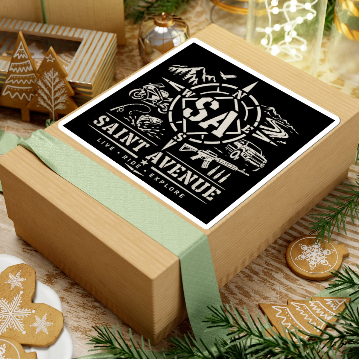 Saint Avenue Adventure Sticker — Live • Ride • Explore Kiss-Cut Decal