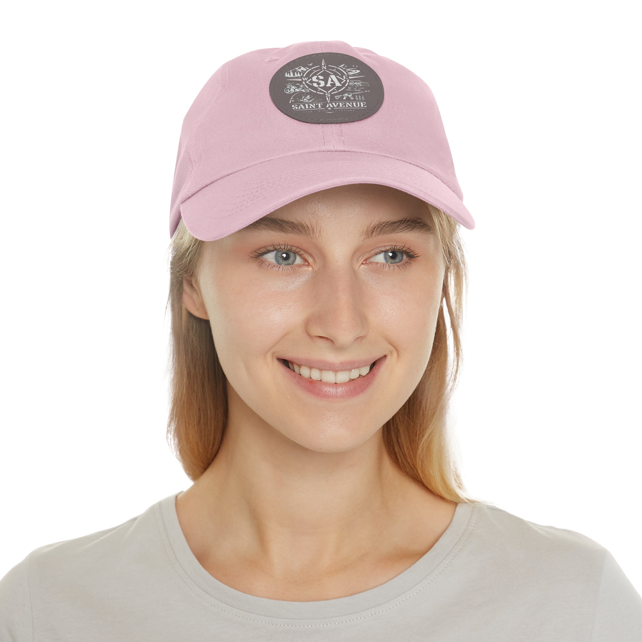 Leather Patch Dad Hat — Saint Avenue Compass Logo Cap