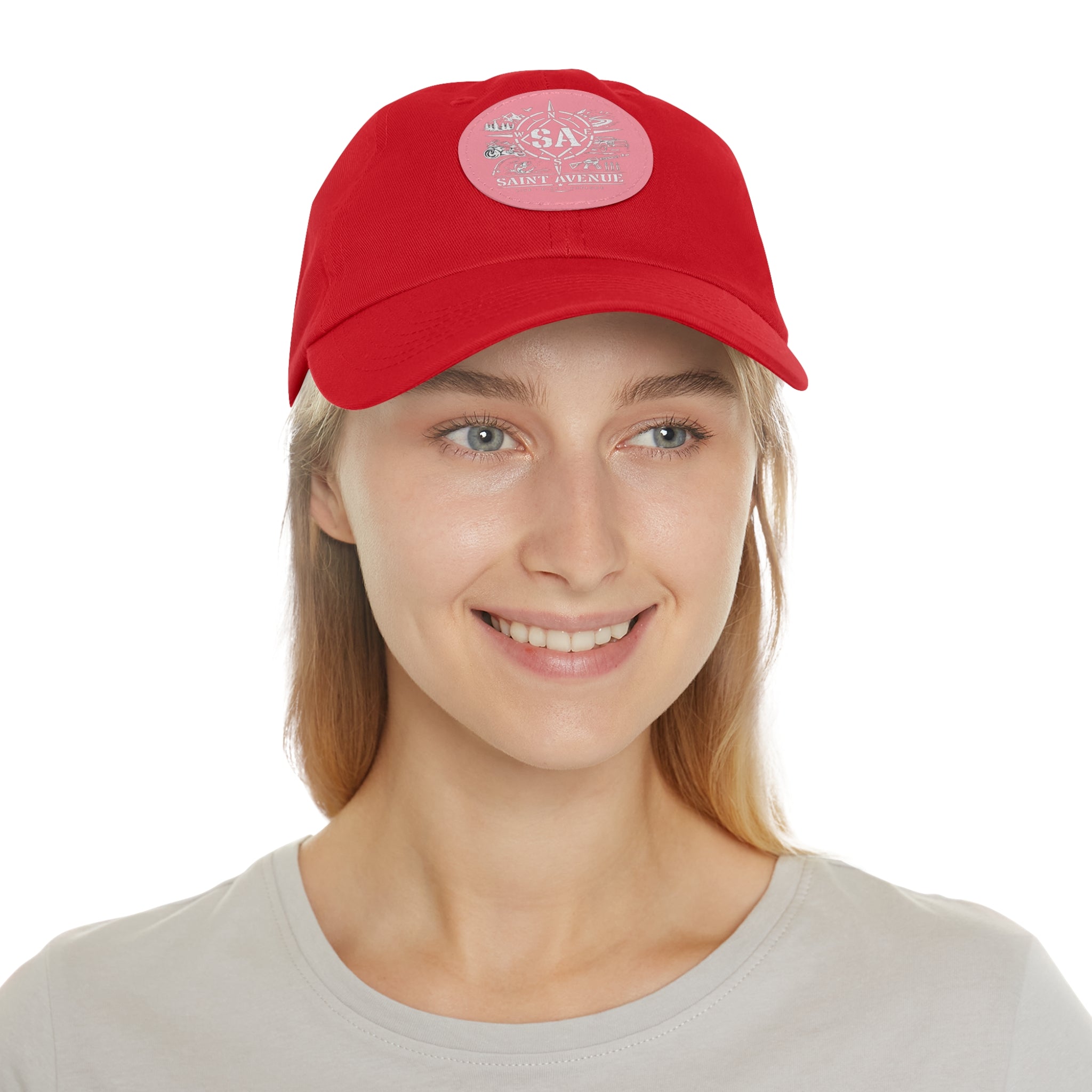 Leather Patch Dad Hat — Saint Avenue Compass Logo Cap
