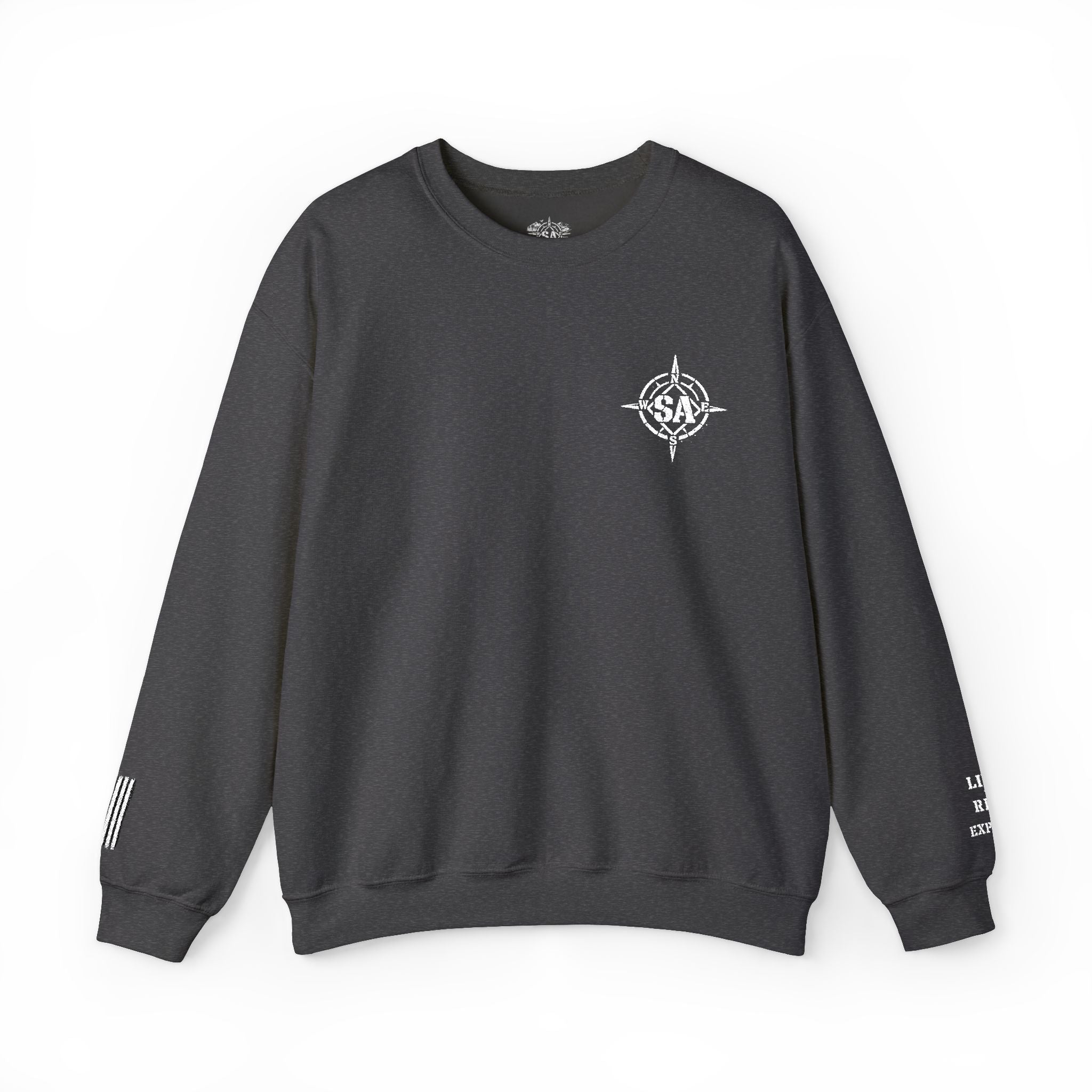 Compass Rose Crewneck Sweatshirt — Minimal Nautical Graphic Pullover