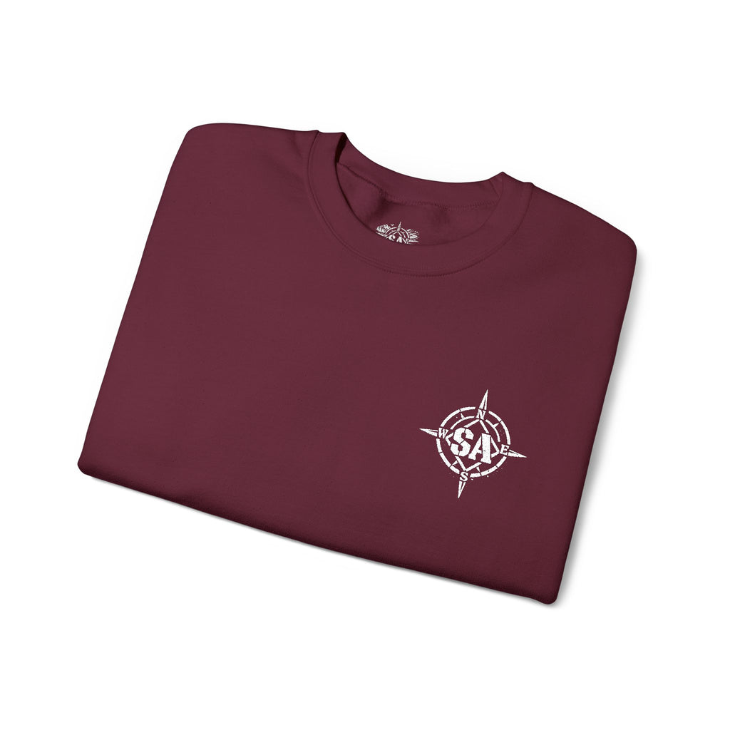 Compass Rose Crewneck Sweatshirt — Minimal Nautical Graphic Pullover