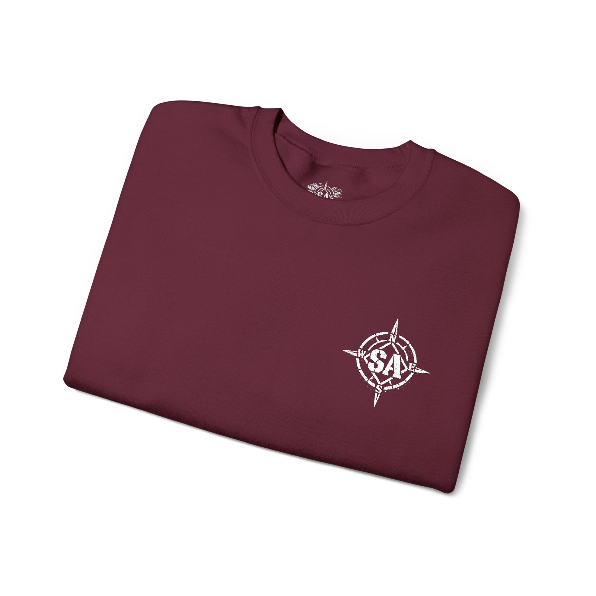 Compass Rose Crewneck Sweatshirt — Minimal Nautical Graphic Pullover