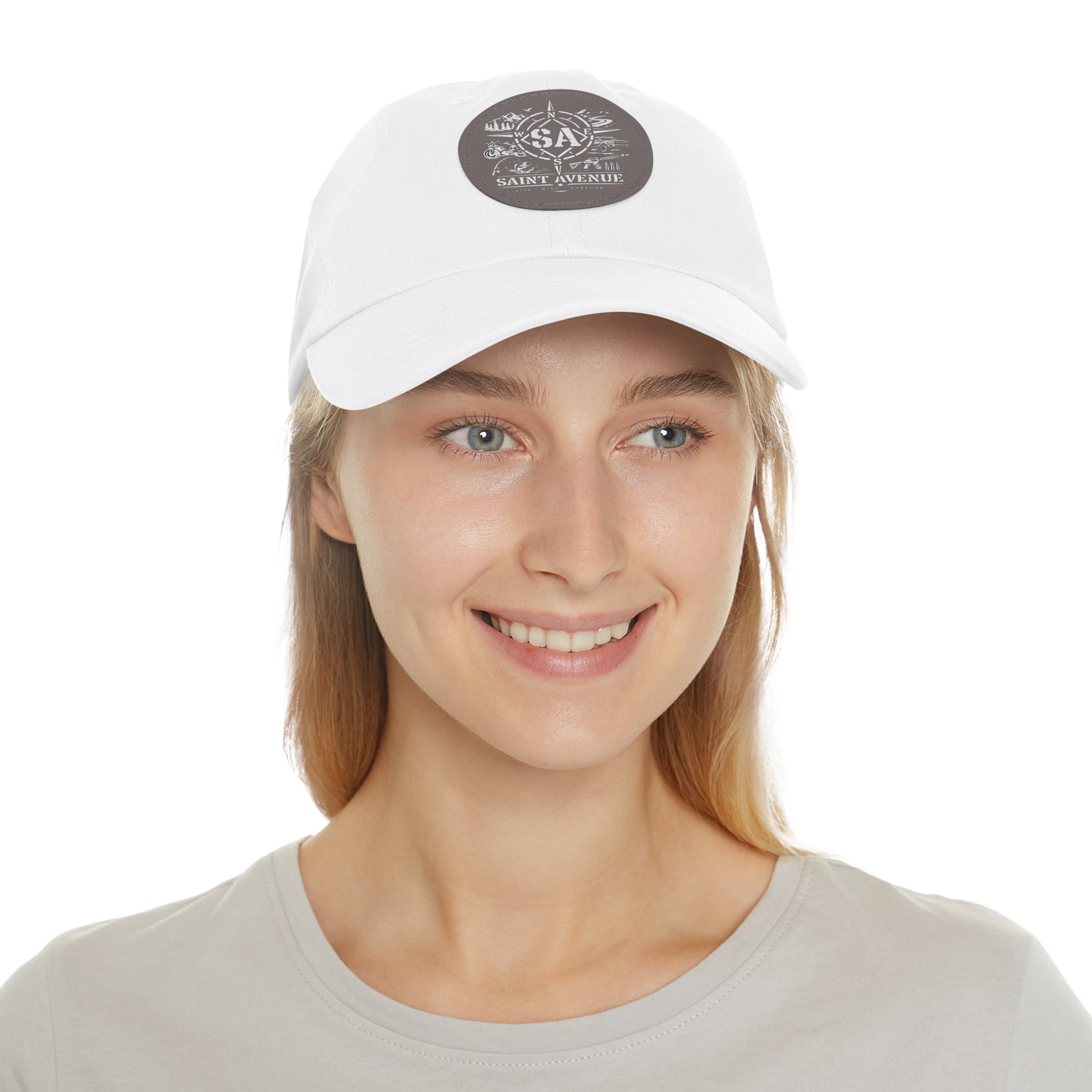 Leather Patch Dad Hat — Saint Avenue Compass Logo Cap