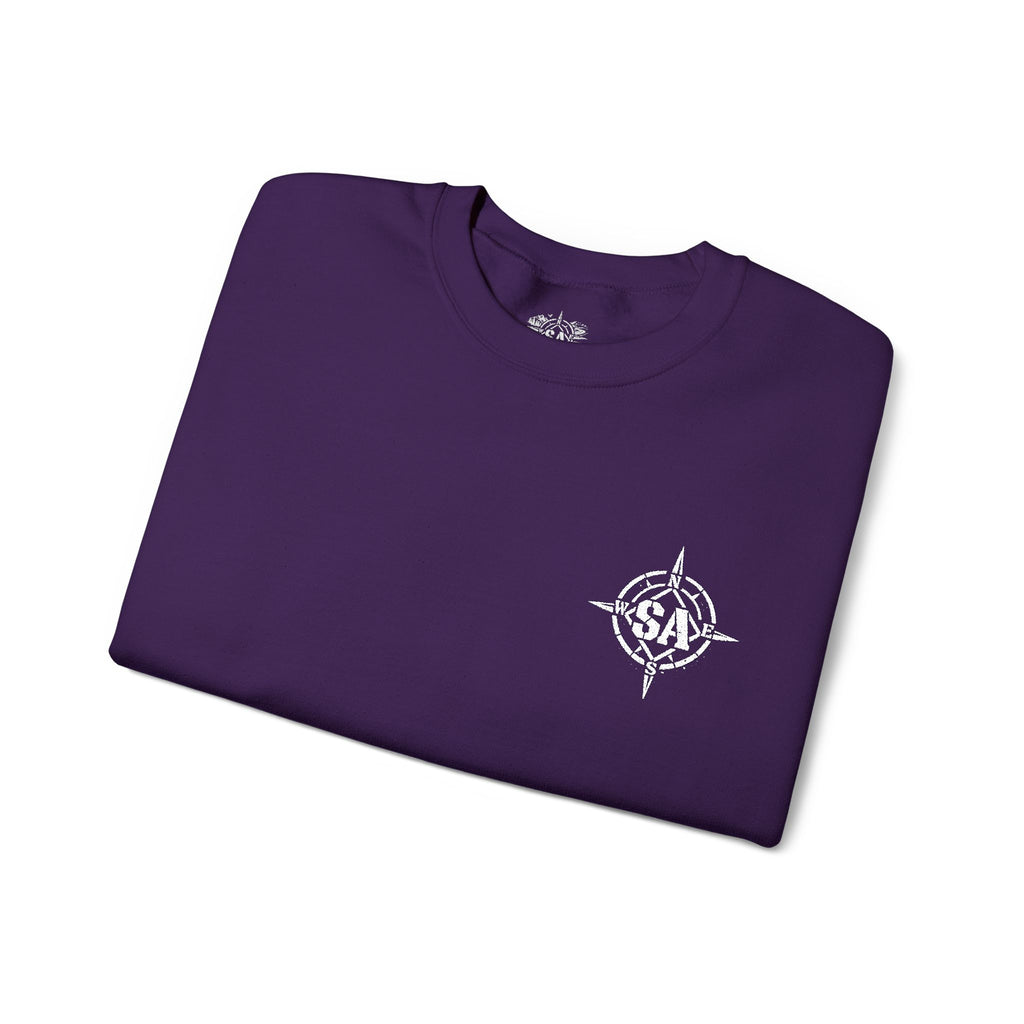 Compass Rose Crewneck Sweatshirt — Minimal Nautical Graphic Pullover