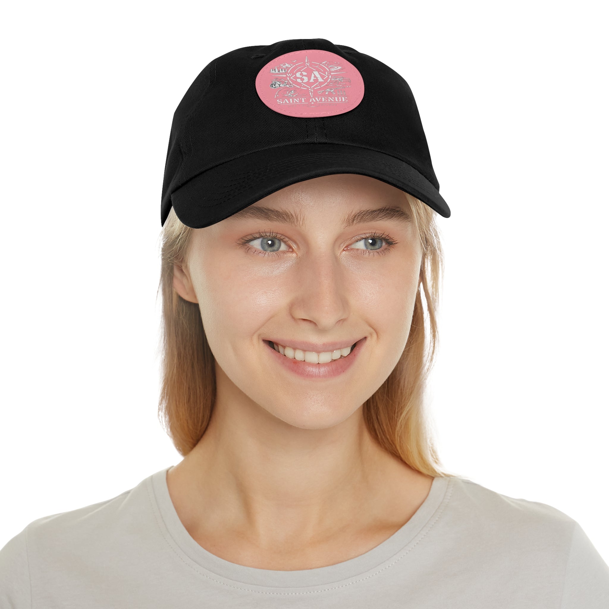 Leather Patch Dad Hat — Saint Avenue Compass Logo Cap