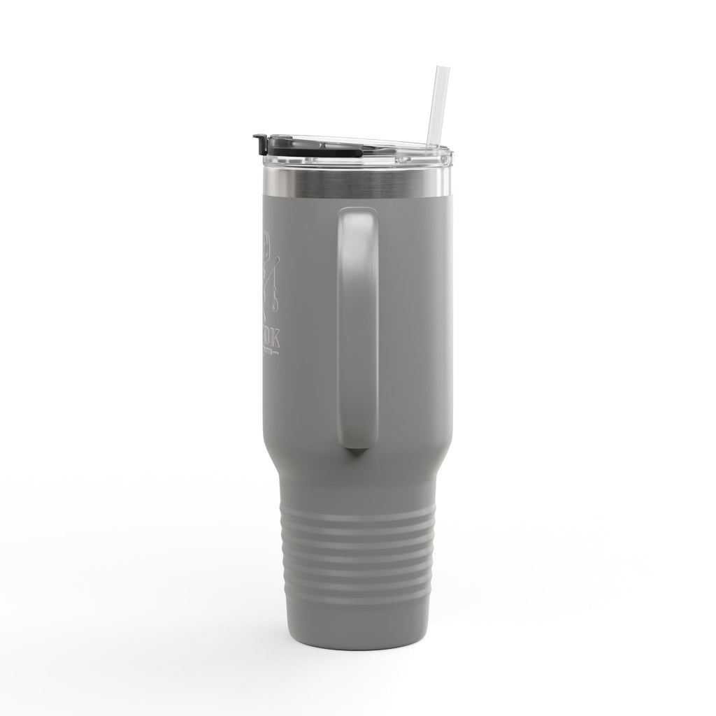 40oz Insulated Travel Mug — Aerrøk Hunting Logo Stainless Tumbler with Straw and Handle