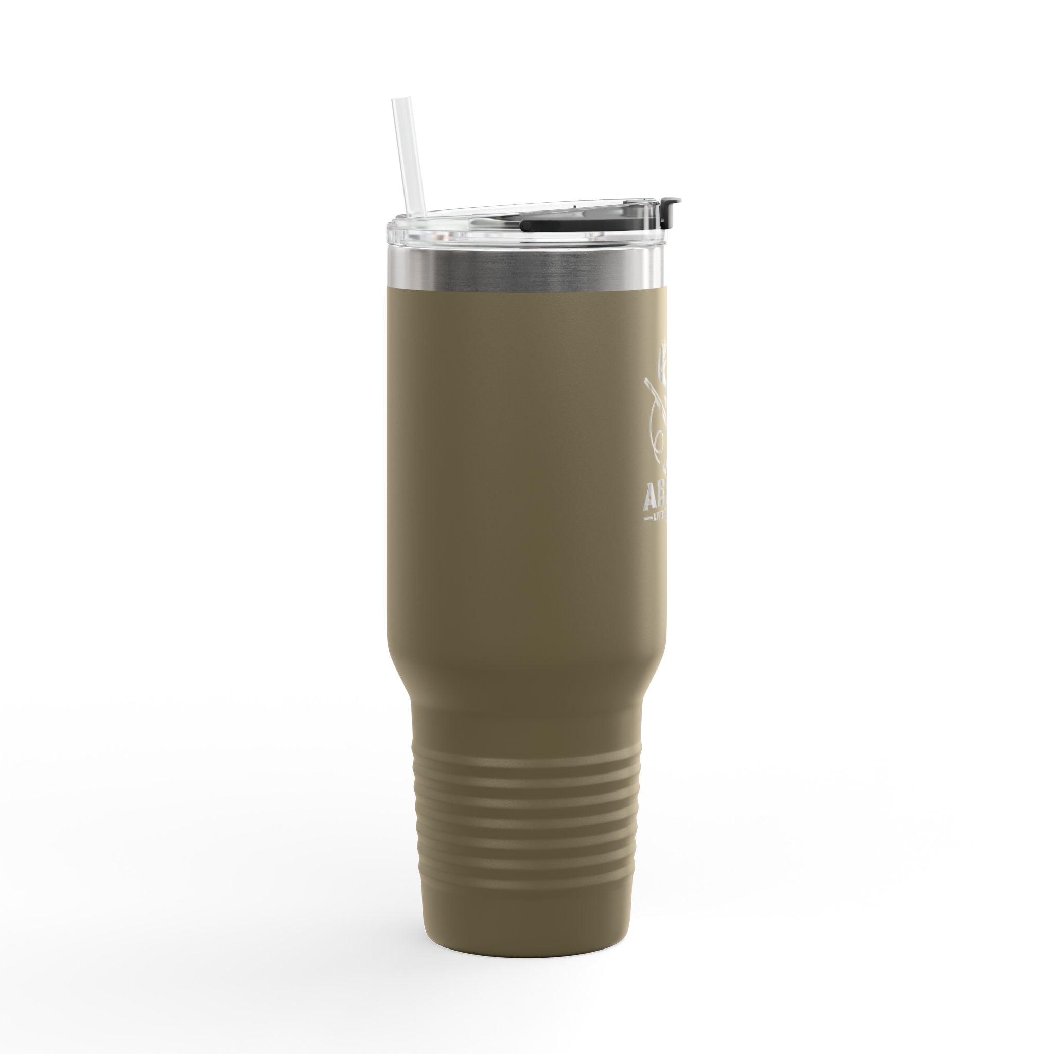 40oz Insulated Travel Mug — Aerrøk Hunting Logo Stainless Tumbler with Straw and Handle
