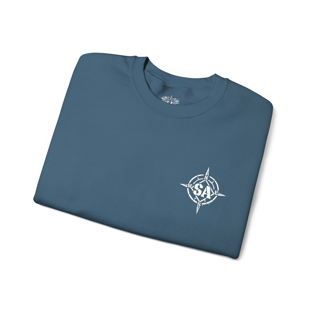 Compass Rose Crewneck Sweatshirt — Minimal Nautical Graphic Pullover