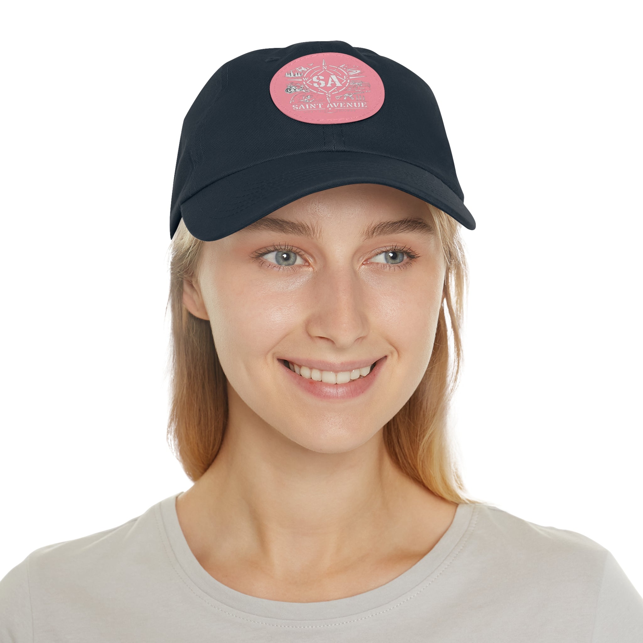 Leather Patch Dad Hat — Saint Avenue Compass Logo Cap