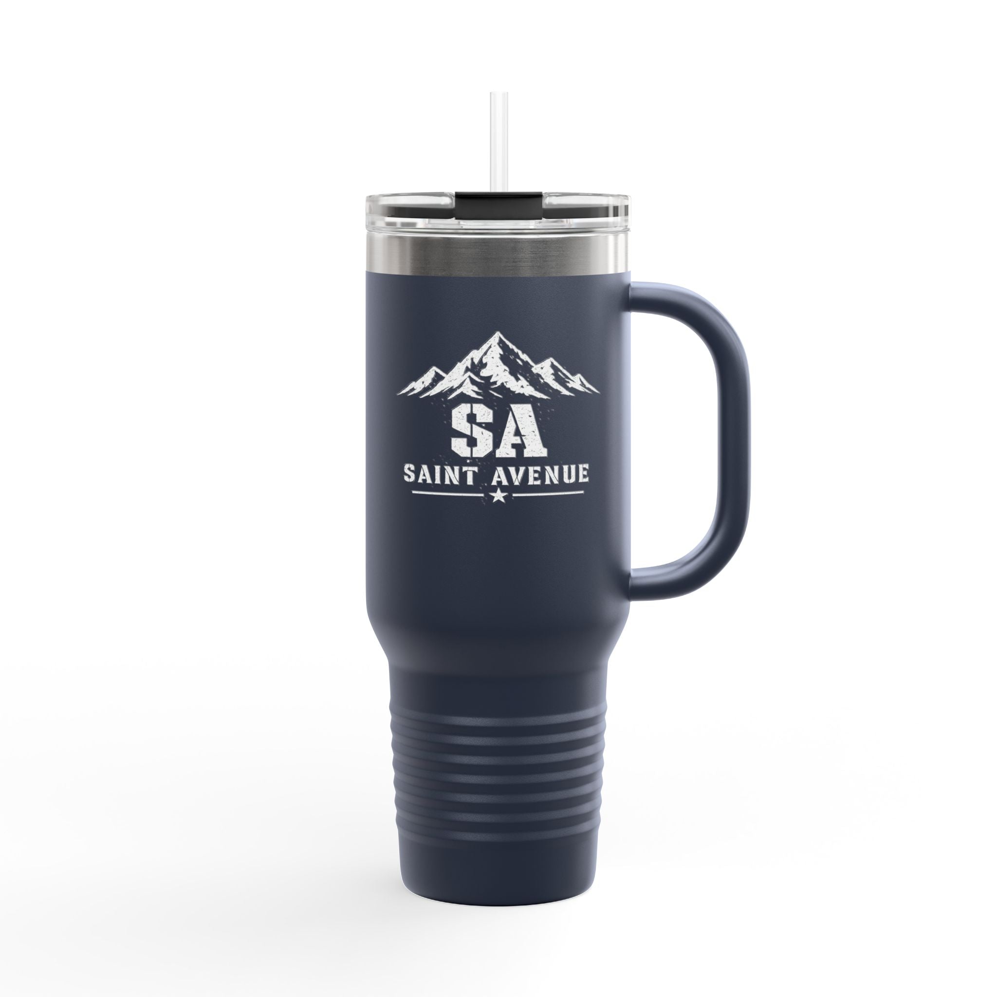 40oz Insulated Travel Mug — Saint Avenue Mountain Logo, Red