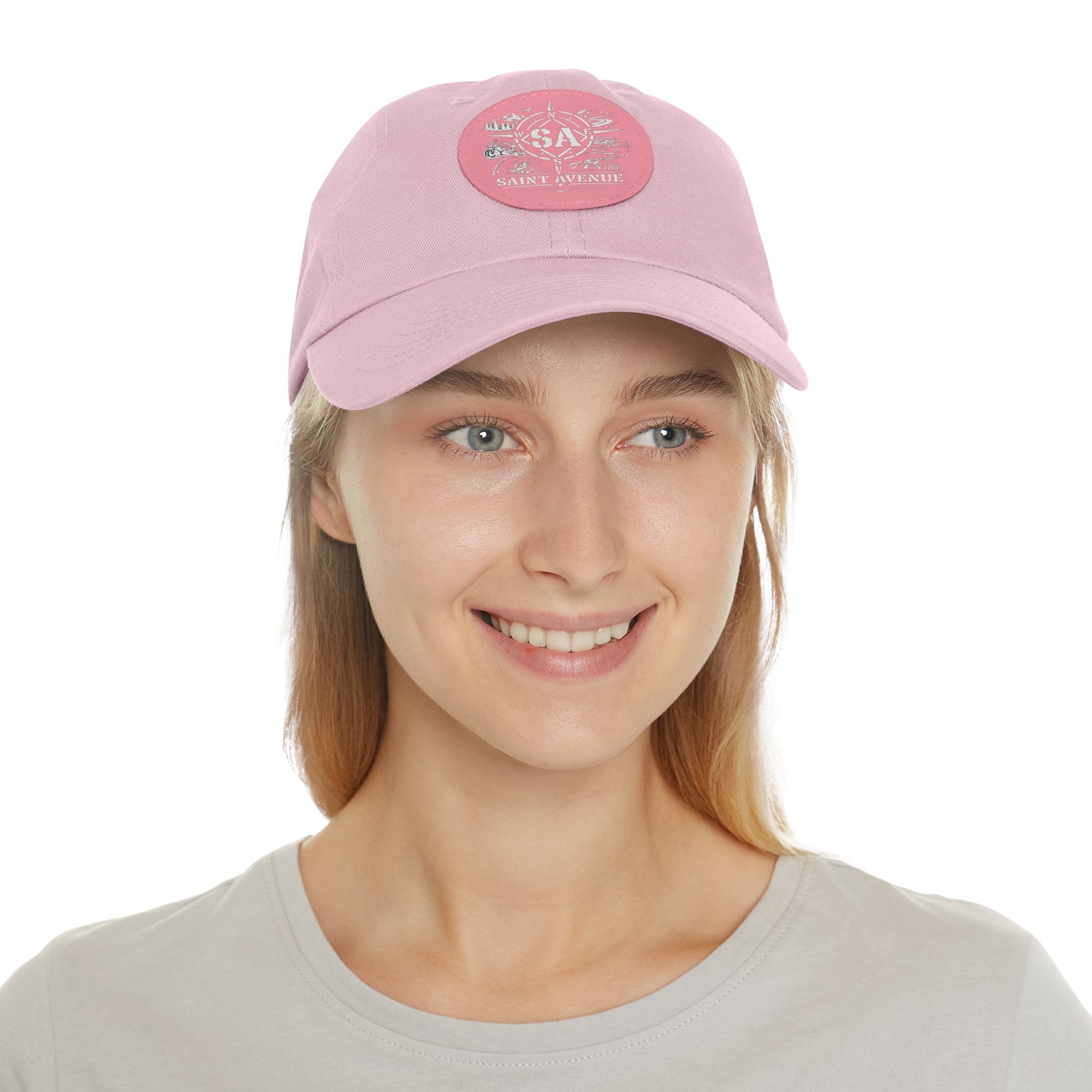 Leather Patch Dad Hat — Saint Avenue Compass Logo Cap