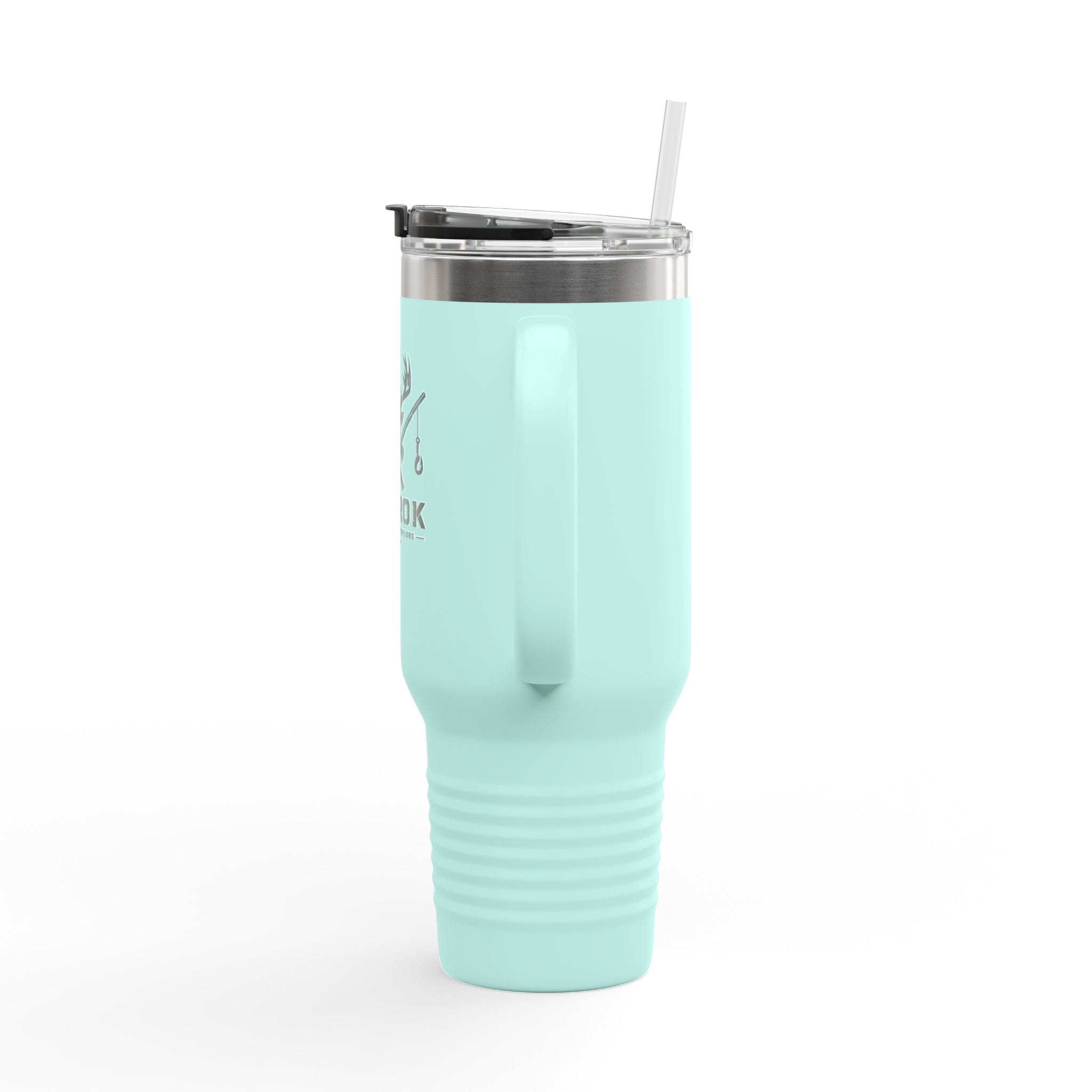 40oz Insulated Travel Mug — Aerrøk Hunting Logo Stainless Tumbler with Straw and Handle