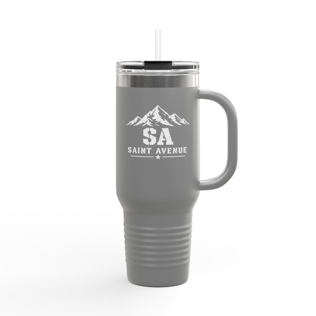 40oz Insulated Travel Mug — Saint Avenue Mountain Logo, Red