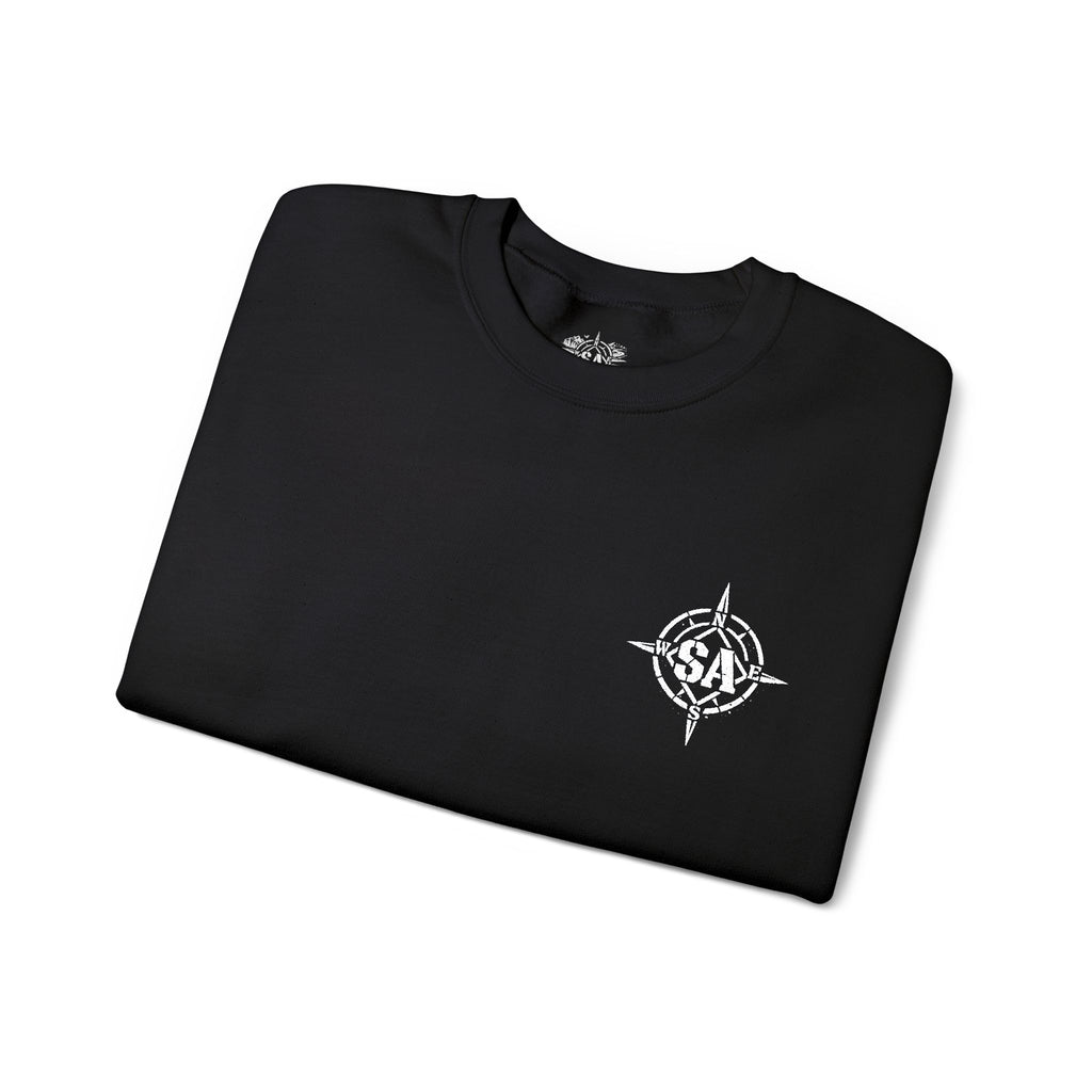 Compass Rose Crewneck Sweatshirt — Minimal Nautical Graphic Pullover