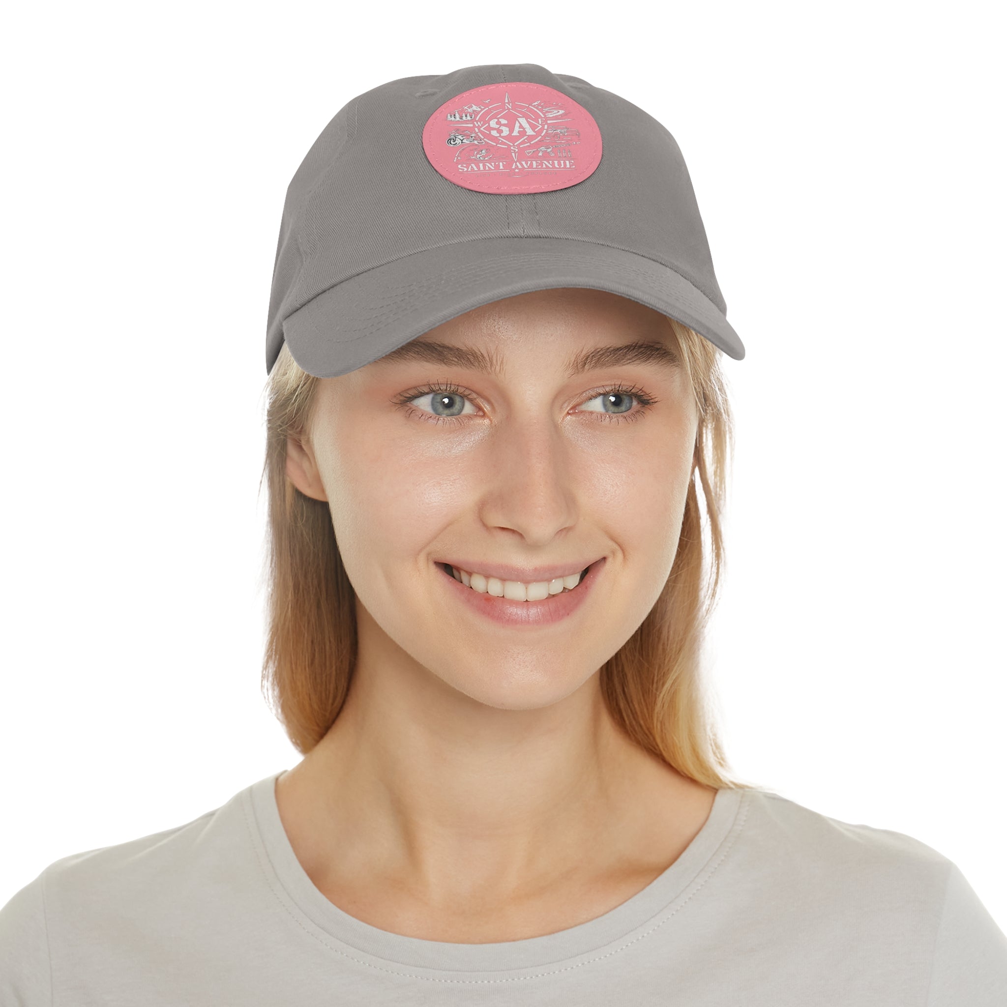 Leather Patch Dad Hat — Saint Avenue Compass Logo Cap