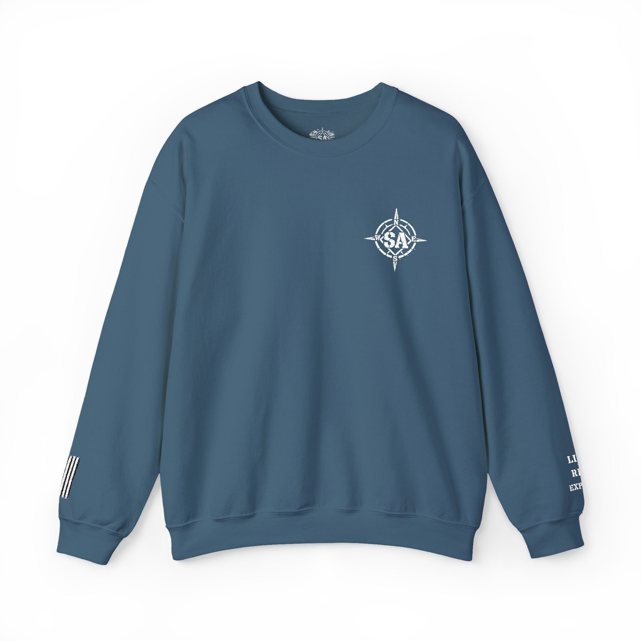 Compass Rose Crewneck Sweatshirt — Minimal Nautical Graphic Pullover