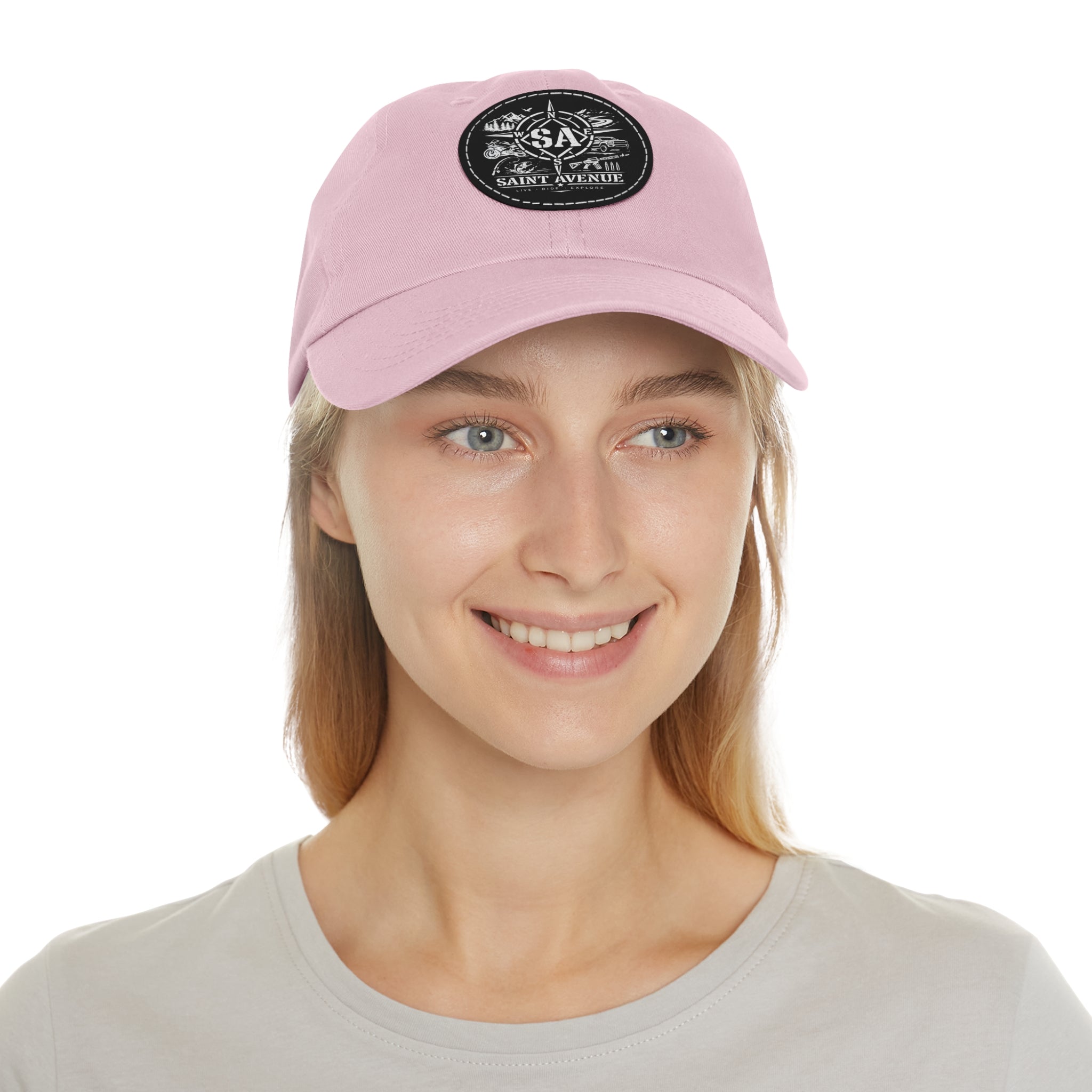 Leather Patch Dad Hat — Saint Avenue Compass Logo Cap