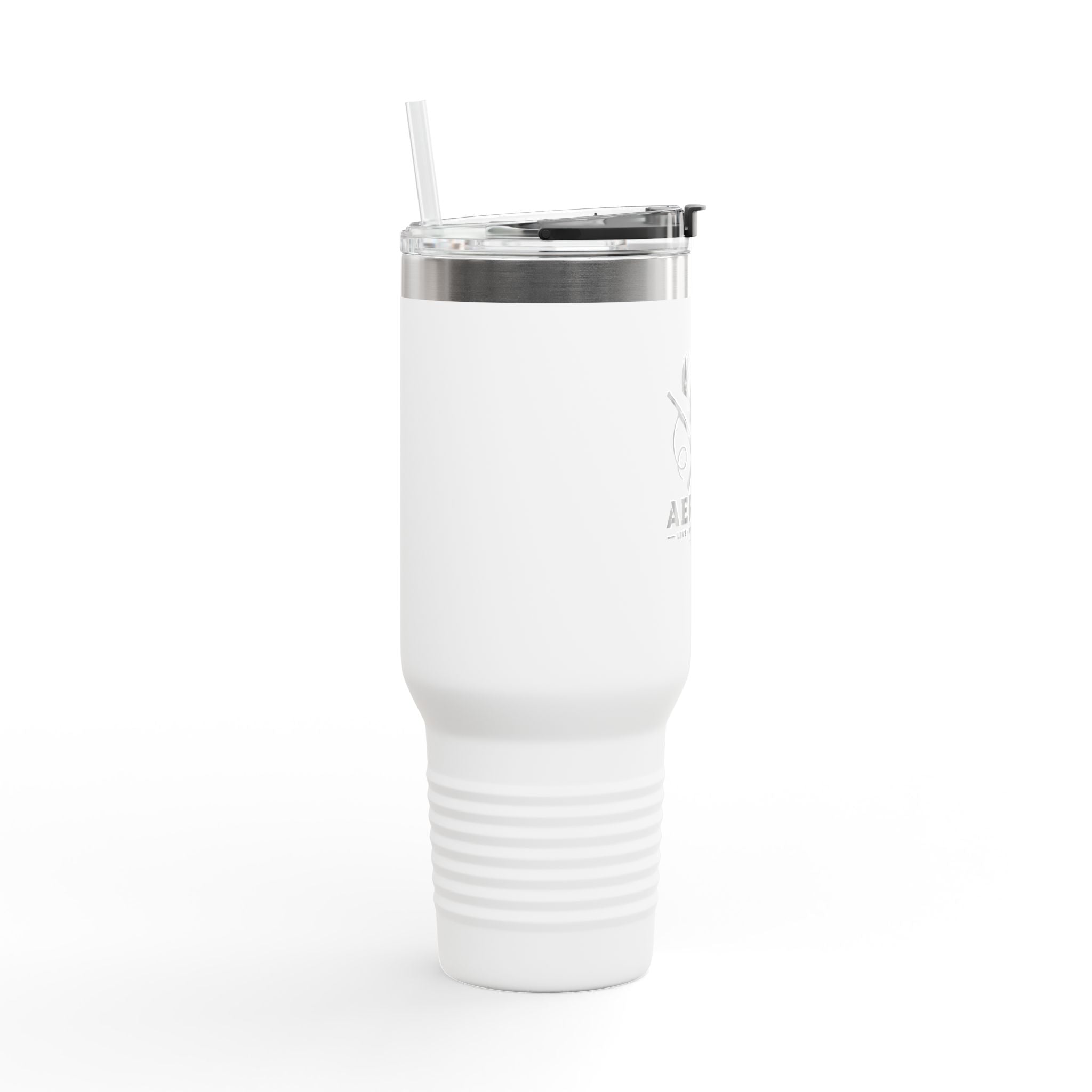 40oz Insulated Travel Mug — Aerrøk Hunting Logo Stainless Tumbler with Straw and Handle