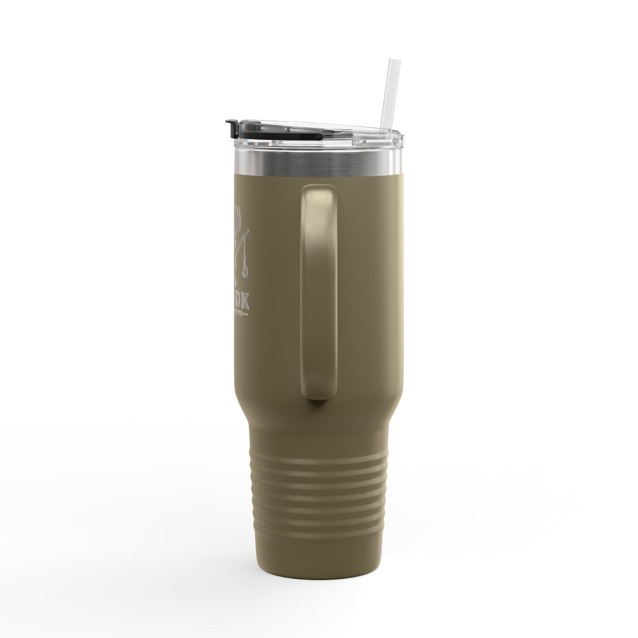 40oz Insulated Travel Mug — Aerrøk Hunting Logo Stainless Tumbler with Straw and Handle