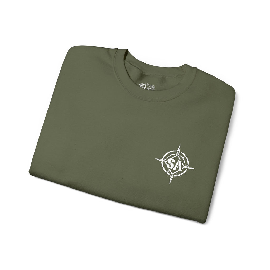 Compass Rose Crewneck Sweatshirt — Minimal Nautical Graphic Pullover