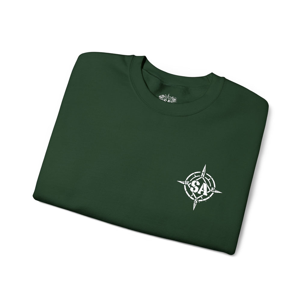 Compass Rose Crewneck Sweatshirt — Minimal Nautical Graphic Pullover
